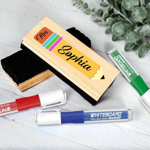 Personalized Name Chalkboard Eraser for Teachers – Dry Erase Board Cleaner –Back to School Supplies and First Day of School Gift- Custom Name