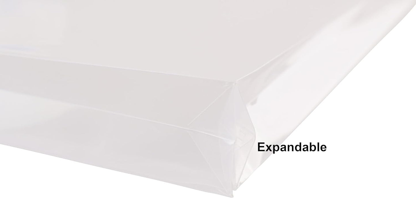 8.5 x 11 Letter Sized Clear Plastic Envelopes with Expanding Gusset Document File Storage Holder 40 Pack Hook Loop Closure
