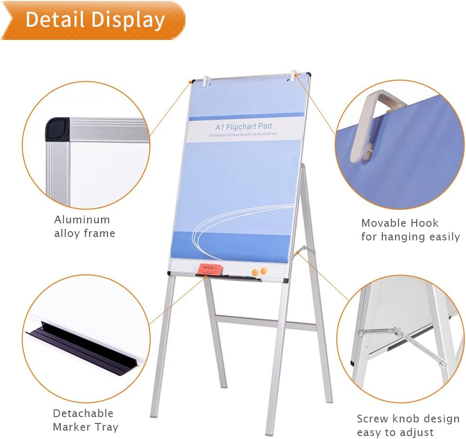 VIZ-PRO Magnetic H-Stand Whiteboard/Adjustable Dry Erase Easel,24 x 36 Inches