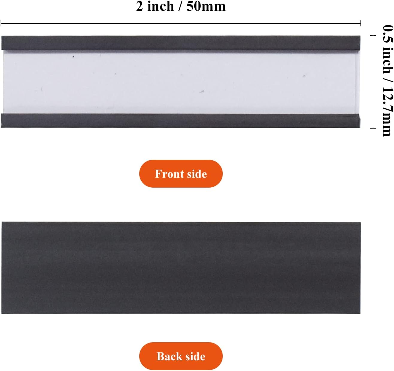 C Channel Magentic Label Holders 0.5x2 Inches with Paper Inserts and Clear Plastic Protectors,Magnetic Data Card Holders File Cabinet,Pack of 100