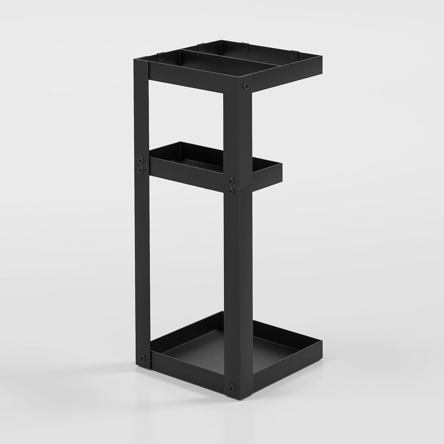 Umbrella Stand, Steel Umbrella Holder Rack with Small Shelf, for Entryway, Office, 4 Hooks, Black