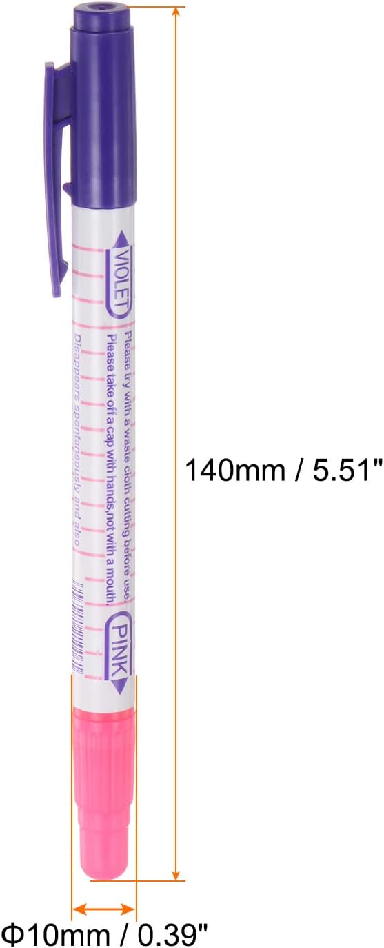 HARFINGTON 12pcs Disappearing Ink Fabric Marker Pen Double Ended Erasable Ink Fabric Sewing Marking Pens Water Soluble Ink Tailor's Pen Marking Tracing Tools for Quilting, Purple Pink