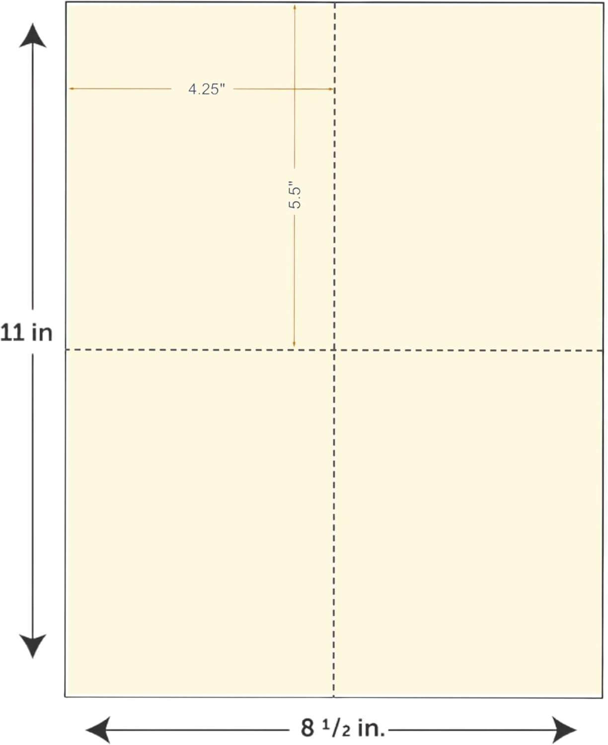 Limited Papers (TM) 8.5x11 Perforated Paper, 20/50 Pound, 75 GSM, Variety of Perforation Sizes and Colors, for Forms, Tickets, Postcards, Business Cards. (Peach, 4 up – 1 Hor. & 1 Ver.)