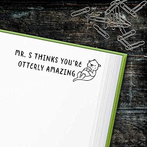 Custom Self-Inking Stamps | 49 Designs | Fun Phrases | Grading Made Easy | Classroom, Library Book Stamps (Otterly Amazing, Xtra Wide)