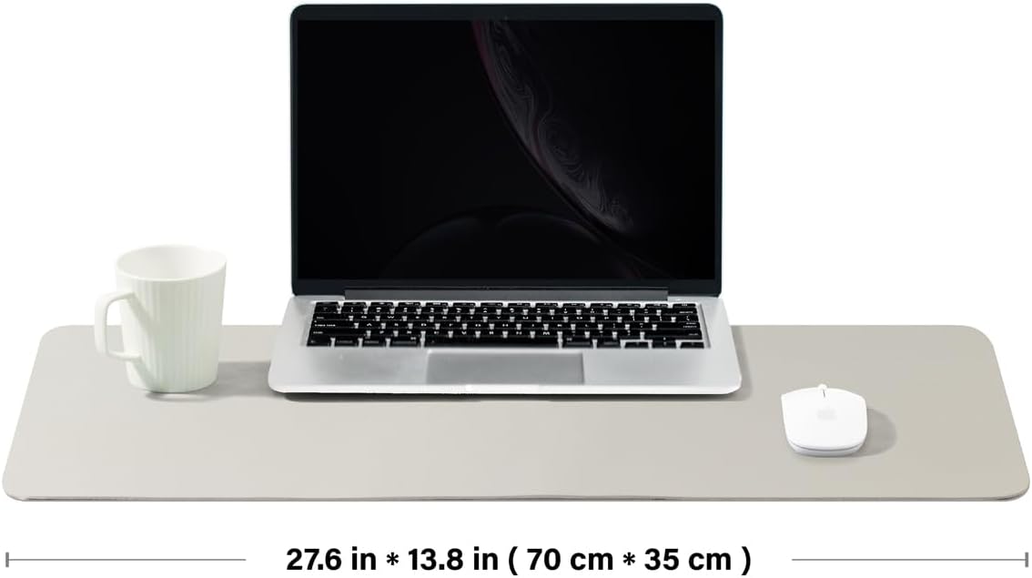 Leather Desk Mat - Non-Slip PU Desk Pad for Office and Home - Desk Organization and Accessories - Ideal for Large Mouse Pad and Desk Mats on Top of Desks (Light Gray,27.6"x 13.8")