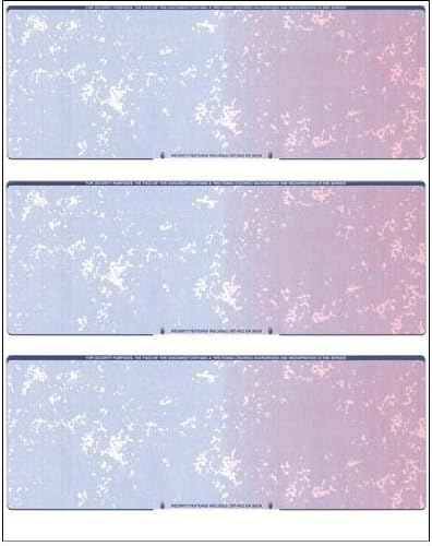 Business Voucher Check Stock - Computer Laser Checks - 3 Checks Per Page, 1000 Sheets/3000 Checks, Blue/Red Prismatic