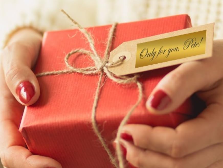 Epson LABELWORKS 218BMETGPX Genuine PET (Polyester) Tape Cartridge - Black on Metallic Gold Designer Craft Label Maker Tape - 3/4" (18MM) Wide, 30'