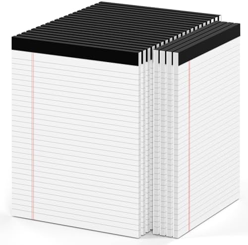 24 Pack Legal Pads 8.5 x 11 Note Pads 8.5 x 11 Inch Notepad 720 Sheets Writing Pads Wide Ruled Lined Paper Pads White Paper Note Pads 8.5 x 11 with 30 Sheets Per Legal Pad for School, Office, Home
