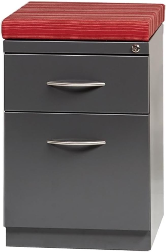 BOWERY HILL Mobile Pedestal File 2-Drawer Box/File with Arch Pull in Charcoal