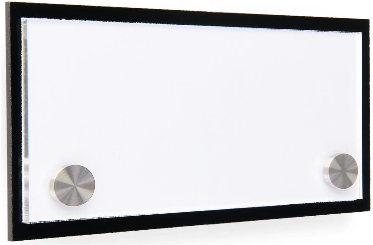 Door Sign for Wall Mount with Stainless Steel Standoffs, 6 x 3-Inch, Black and Clear Acrylic Panels