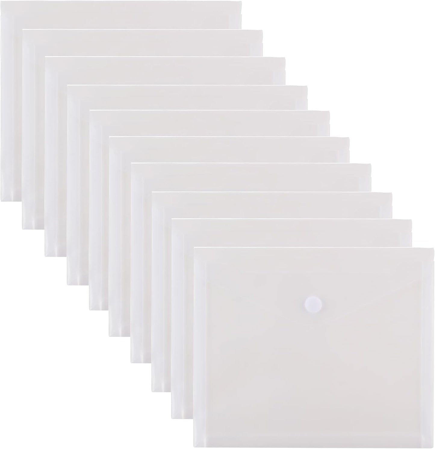 8.5 x 11 Letter Sized Clear Plastic Envelopes with Expanding Gusset Document File Storage Holder 10 Pack Hook Loop Closure
