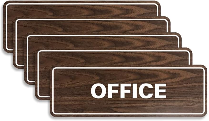 Signs ByLITA Standard Office Sign - Professional Business Signage - Easy to Install (Walnut) - Small 5 Pack