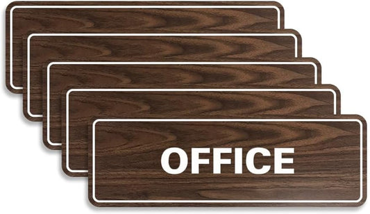 Signs ByLITA Standard Office Sign - Professional Business Signage - Easy to Install (Walnut) - Medium 5 Pack