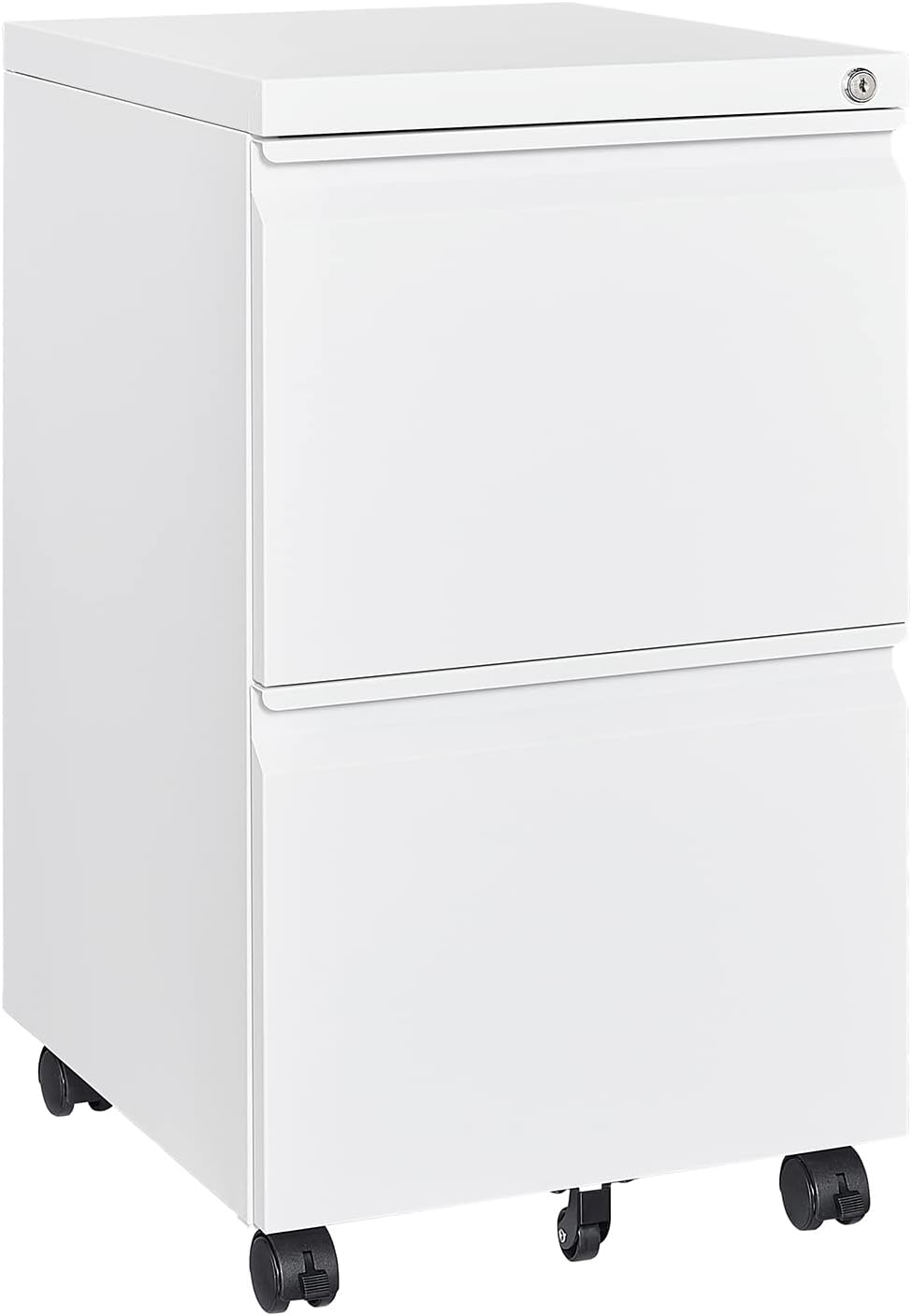 MIIIKO 2 Drawer File Cabinet with Lock, Home Office Filing Cabinets on Wheels, Under Desk 2 Drawers Storage for Legal/Letter/A4 Files,Fully Assembled