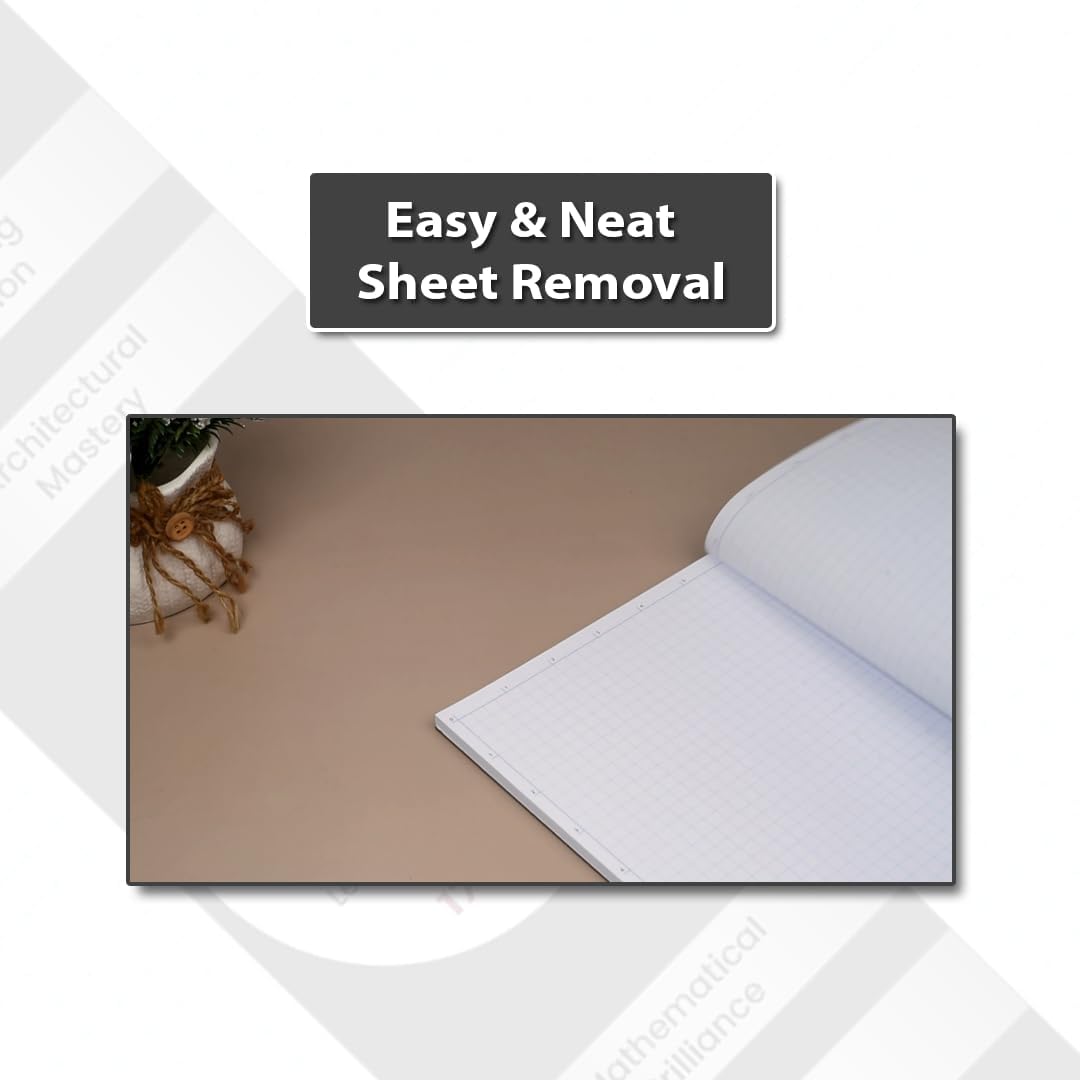 Ledger 17"x11" Large Premium Graph Pad, ¼” Quad-Ruled Grid, 21-Gram Thick Paper, Inch-scale, 50 Sheets/Pad (100/Pack), Top Glue Binding. Sketching & Drafting (2, White)