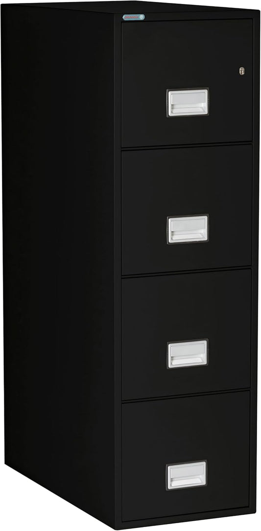 31 inch 4-Drawer Vertical Fireproof File Cabinet – Letter Size Filing – Key Lock – Water Resistant Seal – Fire and Impact Rated – Black Finish – Model LTR4W31B