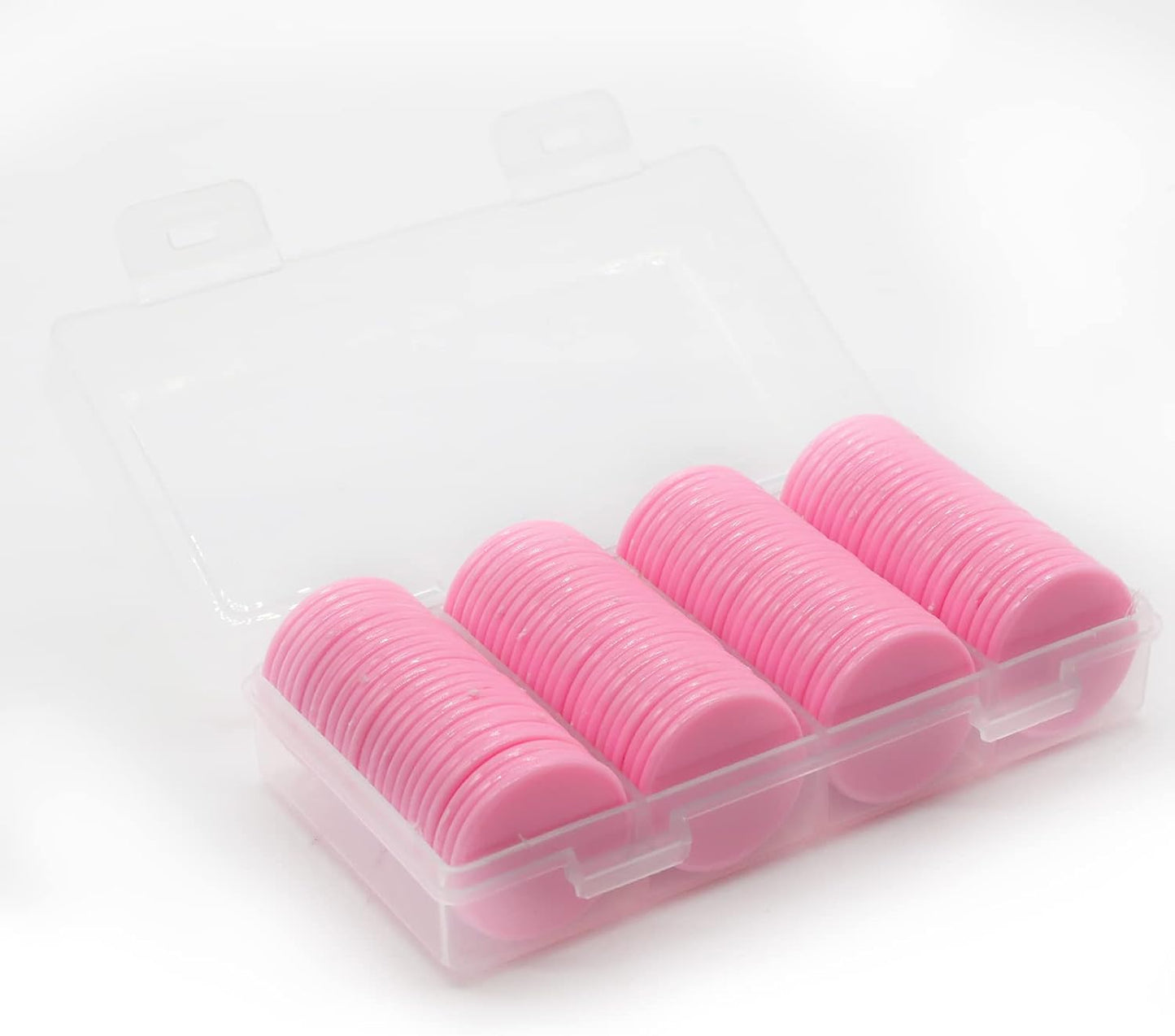 Set of 100 Opaque Plastic Learning Counters Mini Poker Chips Game Tokens with Storage Box (Pink, 1.26 Inch)