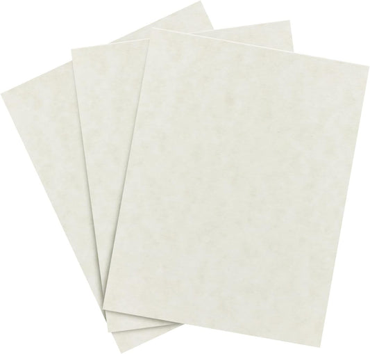Natural Parchment Paper – Great for Certificates, Menus and Wedding Invitations | 24lb Bond / 60lb Text / 90GSM | Writing, Copy, Printing – 8.5 x 11 Letter Size Paper | 100 Sheets per Pack