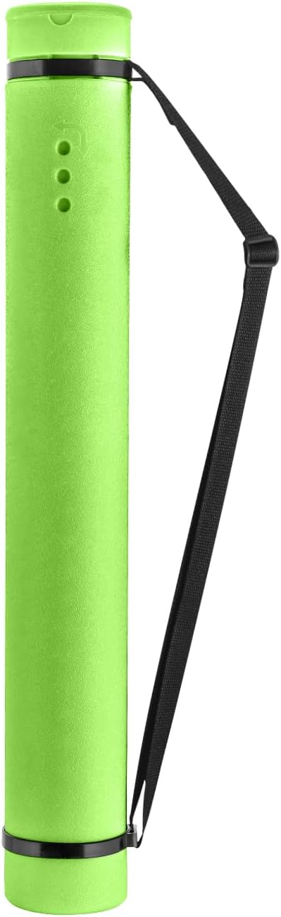 JJRING Green Poster Tube, 25" to 40" Extendable Poster Storage Holder Tube with Carrying Strap, Poster Carrying Case for Blueprints, Scrolls, Maps and Architect Papers