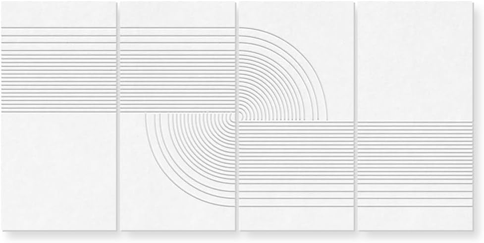 UMIACOUSTICS 4 Pack Art Acoustic Panels,Total 94.4” x 47.2” Sound Absorbing Wall Panels,Decorative Sound Treatment Panel for Home, Office, Recording Studio,White