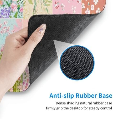 Patchwork Mouse Pad 31.5 X 11.8 Inch Big Desk Rubber Base Stitched Edges Keyboard Pad XXL Mouse Mat for Home Game and Office