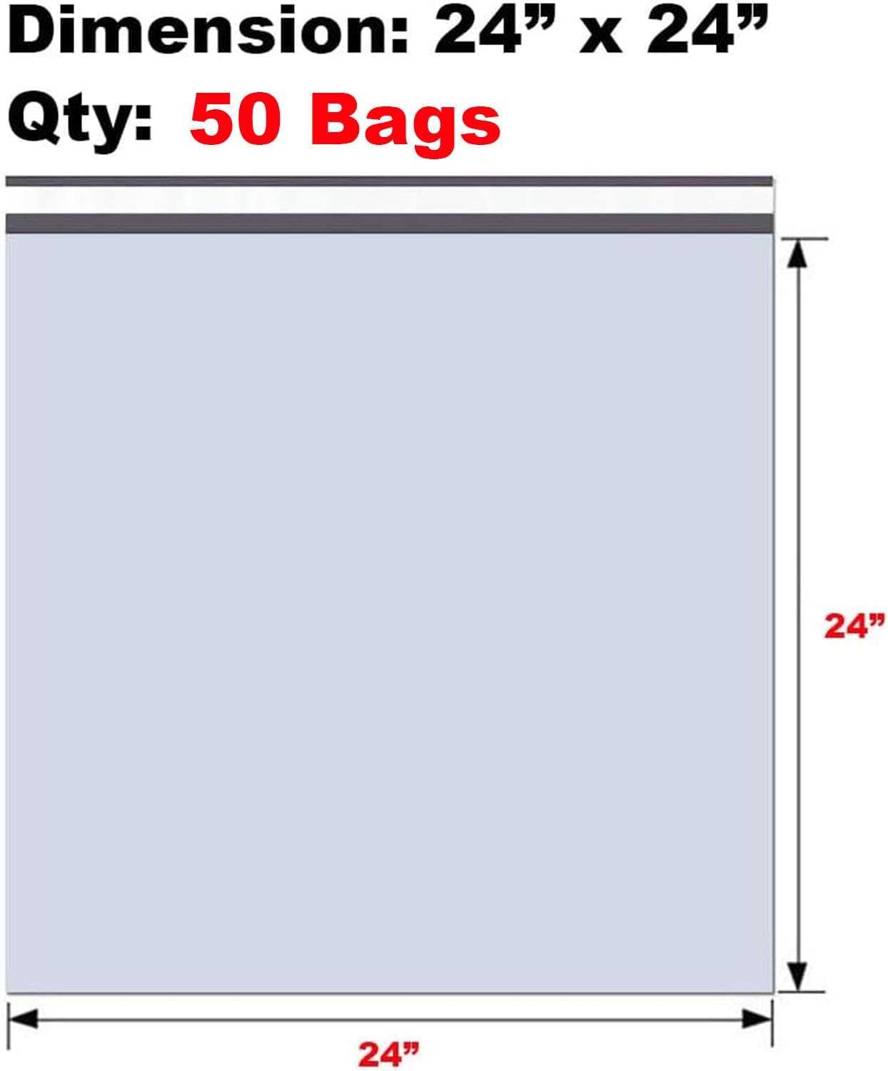 iMBAPrice 50 - 24x24 Premium Matte Finish Self-Sealing Non-Padded White Poly Mailers/Mailing Envelopes/Bags (iMBA-8PM-50)