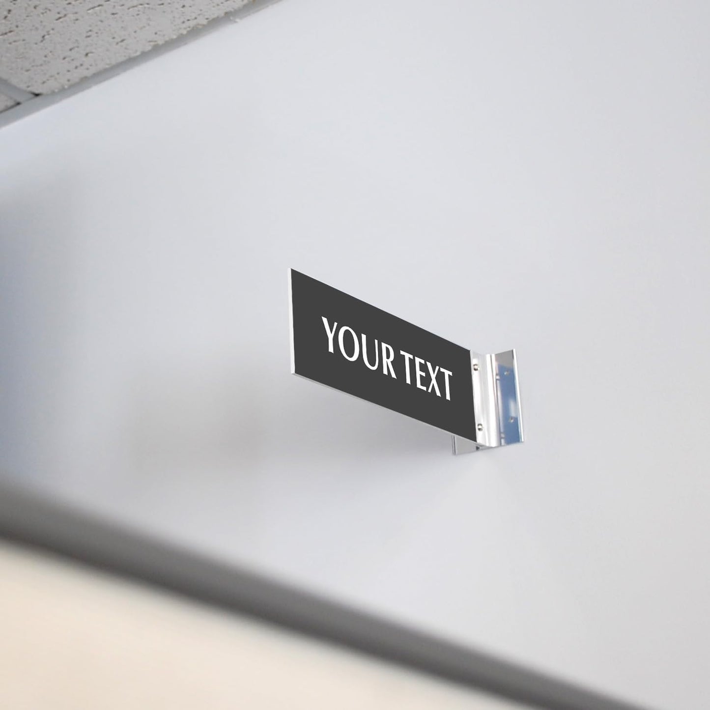 SmartSign Custom Projecting Hallway Sign with Bracket - 3"x10" Double-Sided Corridor Wall Mount, Laser Engraved Acrylic Sign for Office Door, 16 Color Options with 3" Silver Brackets, Made in USA