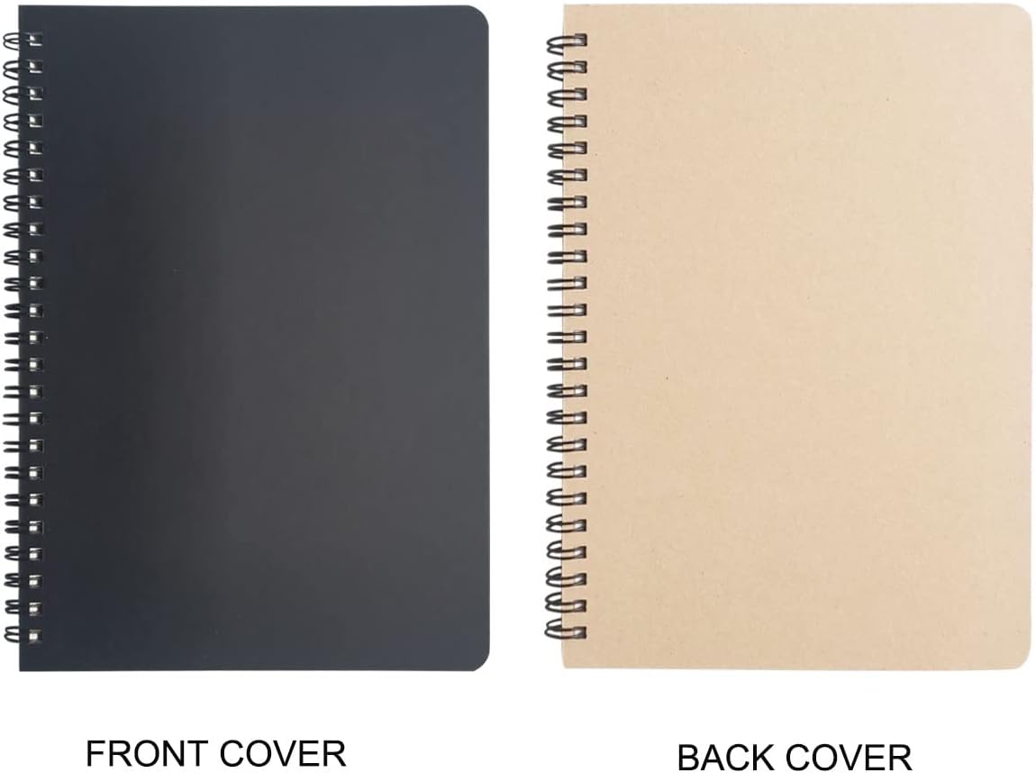 Spiral Notebook, Journal Notebook, 3Pack, Blank Paper, 6” x 8.2”, Black