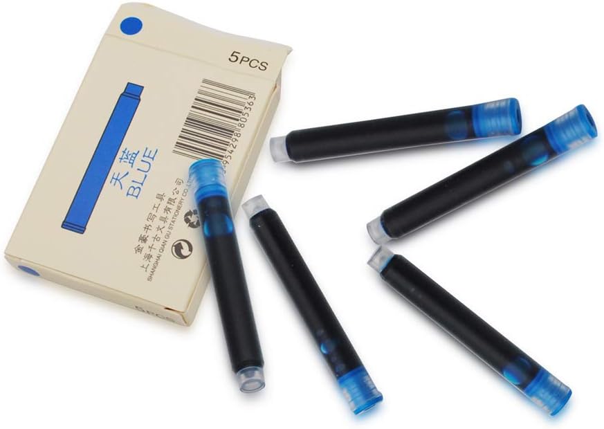 30pcs JINHAO Ink Cartridges Fountain Pen Refills for JINHAO and Baoer Pen Standard Size (Sky Blue)