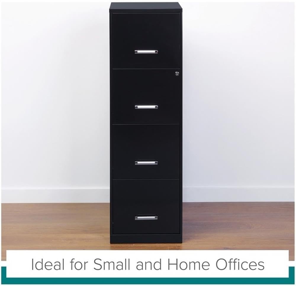 Pemberly Row 4 Drawers 46.38" Vertical Black Metal Filing Cabinet Lockable Pre-Assembled Stationary Letter Size for Home, Office