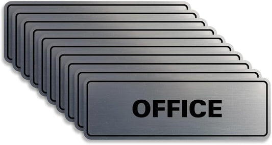Signs ByLITA Standard Office Sign - Professional Business Signage - Easy to Install (Brushed Silver) - Medium 10 Pack