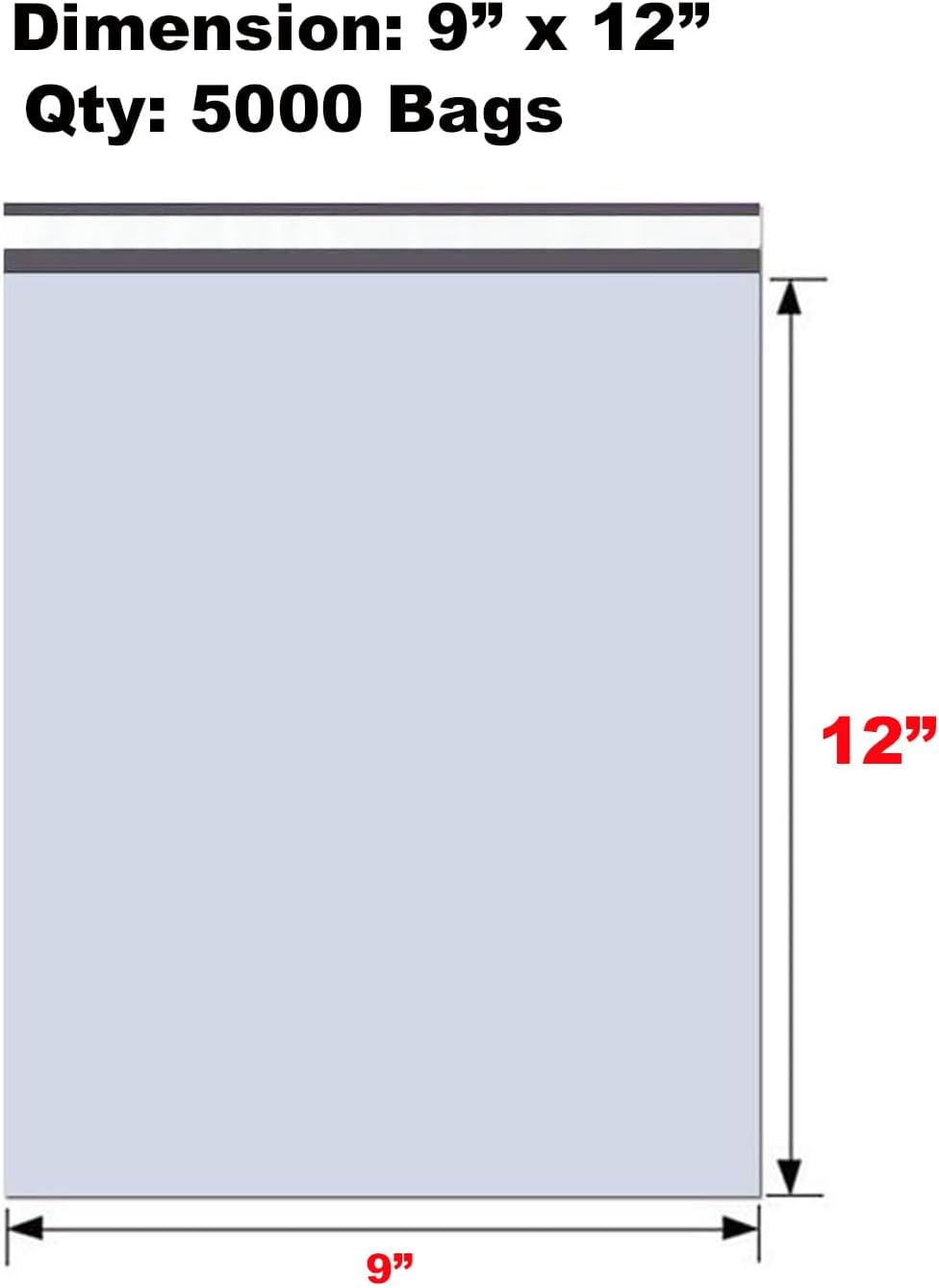 iMBAPrice 5000-Pack Poly Mailers 9x12 Inch Mid Size #3 White Color Poly Mailing Envelopes Bags, Self Seal Adhesive Waterproof and Tear Proof (Total 5000 Bags) in Bulk