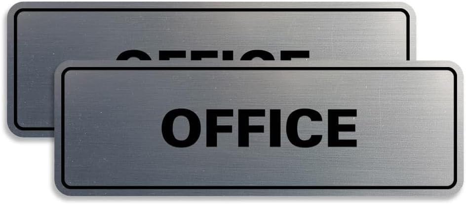 Signs ByLITA Standard Office Sign - Professional Business Signage - Easy to Install (Brushed Silver) - Medium 2 Pack