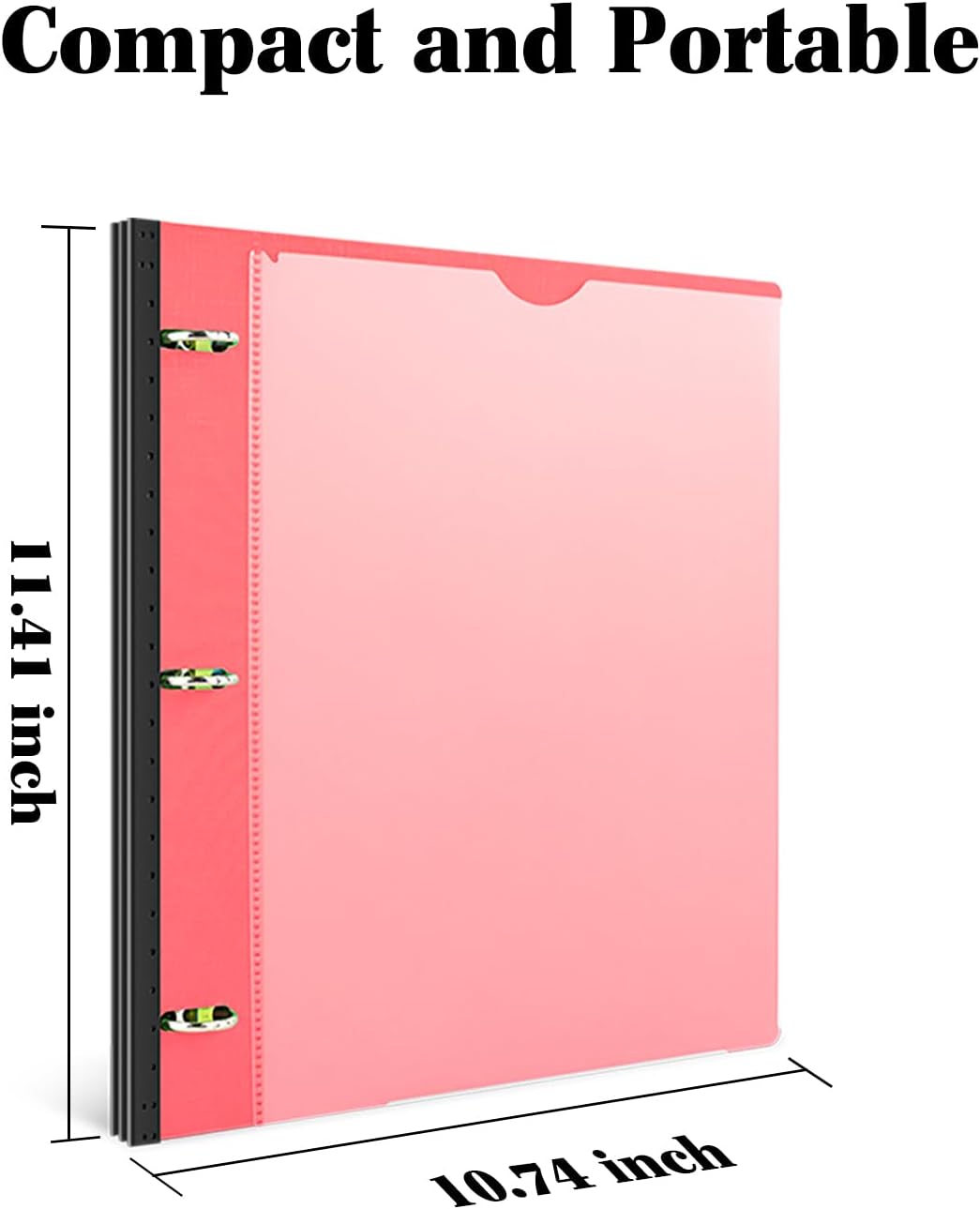 INFUN 1 Inch Telescoping 3 Ring Binder - 1PCS,Flexible Round Binder with Customizable Front Cover and Clear Catalog Pocket, 1 Inch Rings, 225 Sheet Capacity-Red