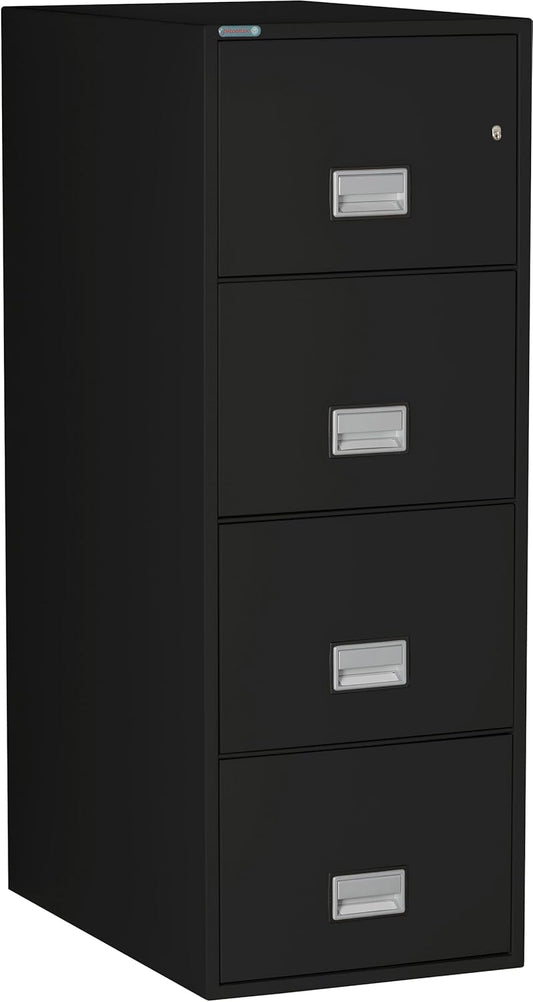 31 inch 4-Drawer Vertical Fireproof File Cabinet – Legal and Letter Size Filing – Key Lock – Water Resistant Seal – Fire and Impact Rated – Black Finish – Model LGL4W31B
