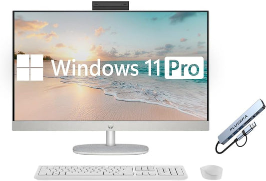 HP 27" FHD All-in-One Computer, 12-Cores Intel Core Ultra 7, 16GB DDR5 RAM 1.5TB Storage (1TB SSD+512GB Docking Station Set), Windows 11 Pro with Microsoft Office Included, White