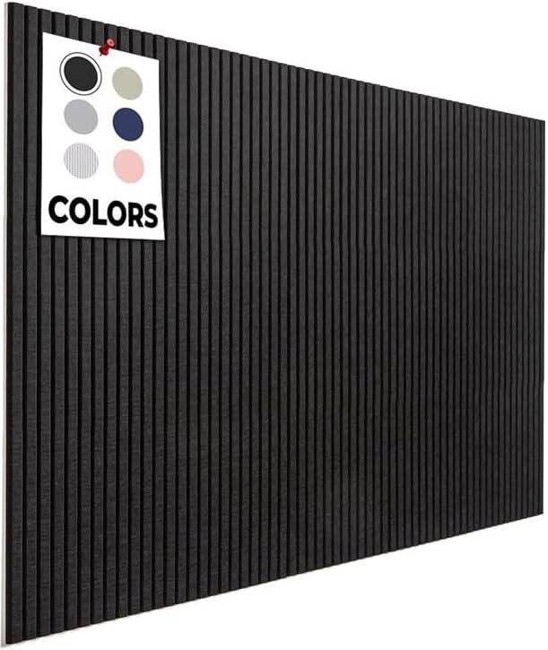 Large Bulletin Board, Tack Board, 59"x36" | 15 Pack | Wall Pin Board, Cork Board Alternative for Walls, Tablero de Corcho para Pared, Cord Board for Wall (Black Slats)