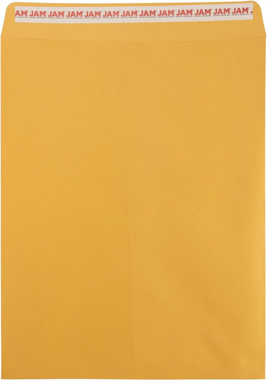 JAM PAPER 12 x 15 1/2 Open End Catalog Recycled Envelopes with Peel and Seal Closure - Brown Kraft - 50/Pack