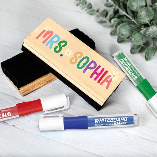 Personalized Name Chalkboard Eraser for Teachers – Dry Erase Board Cleaner –Back to School Supplies and First Day of School Gift- Custom Name
