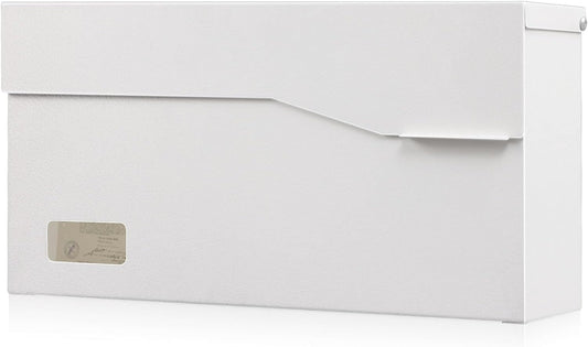 xydled Mailbox Wall Mount Door Mailboxes for Outside, Large Steel Hanging Metal Mailbox, Modern Post Box Package Parcel Drop Box for House Home, Textured White, 14.56''x7.1''x4''