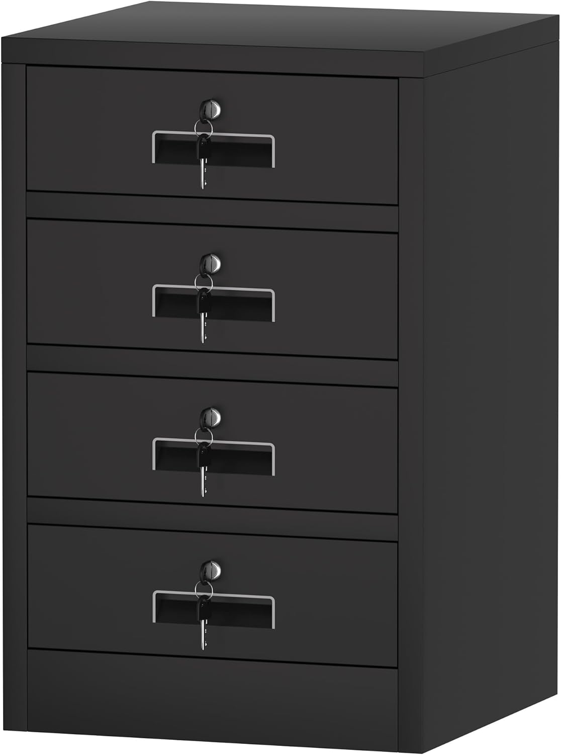 Metal Storage Cabinet with Lockable Drawers for Home Office Bedroom Living Room Organization(Black)