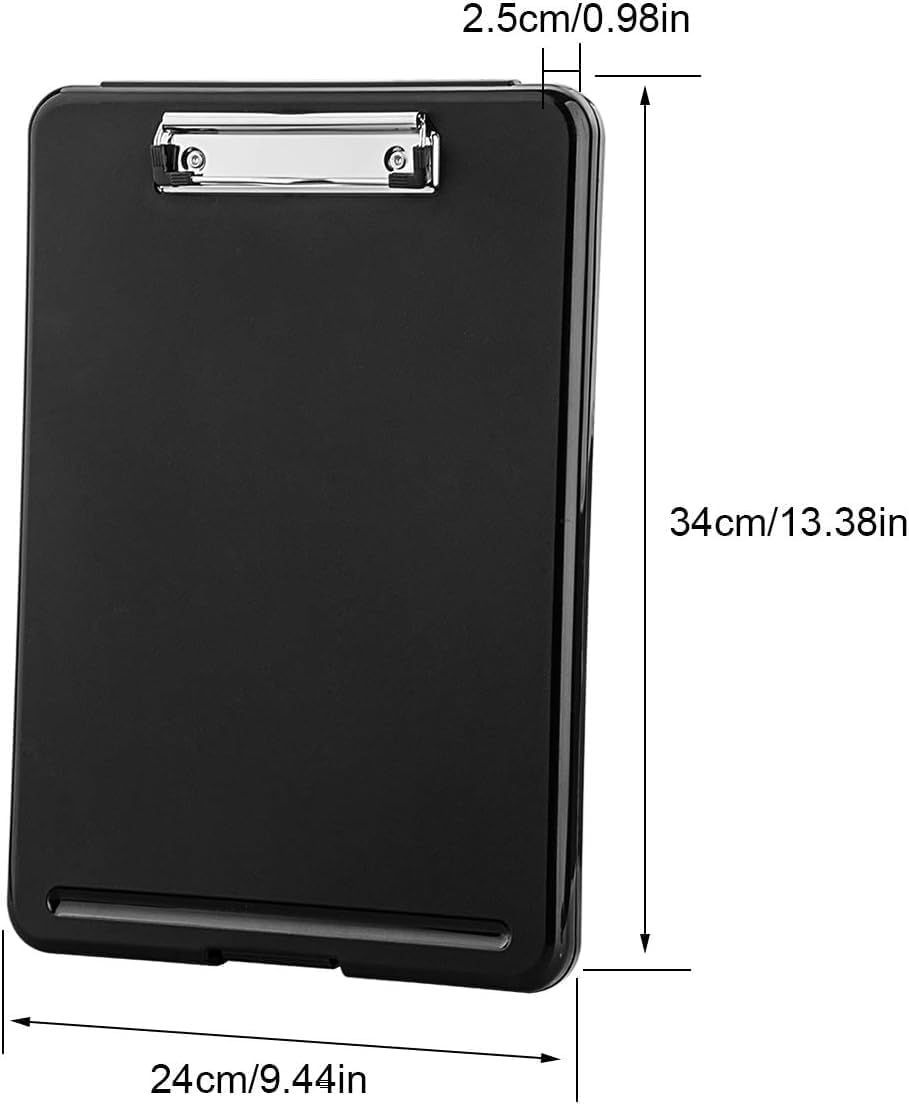 ZCZN Plastic A4 Form Storage Box Case, Clipboard Case, Bulk clipboard Set Suitable for School,Utility,Industrial Office, Medical Personnel,Black,6 Pack