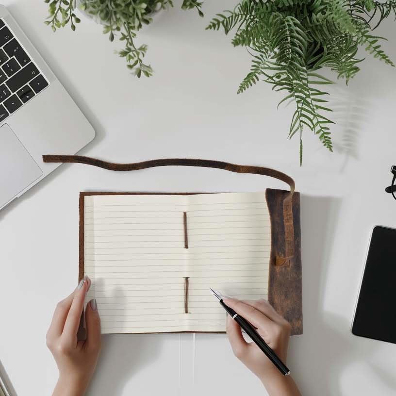 LEATHER VILLAGE Vintage Leather Journal A4 - Brown | 240 Lined Pages | Rustic Notebook for Travel, Office & Personal Use | Handmade College Ruled Diary for Men & Women