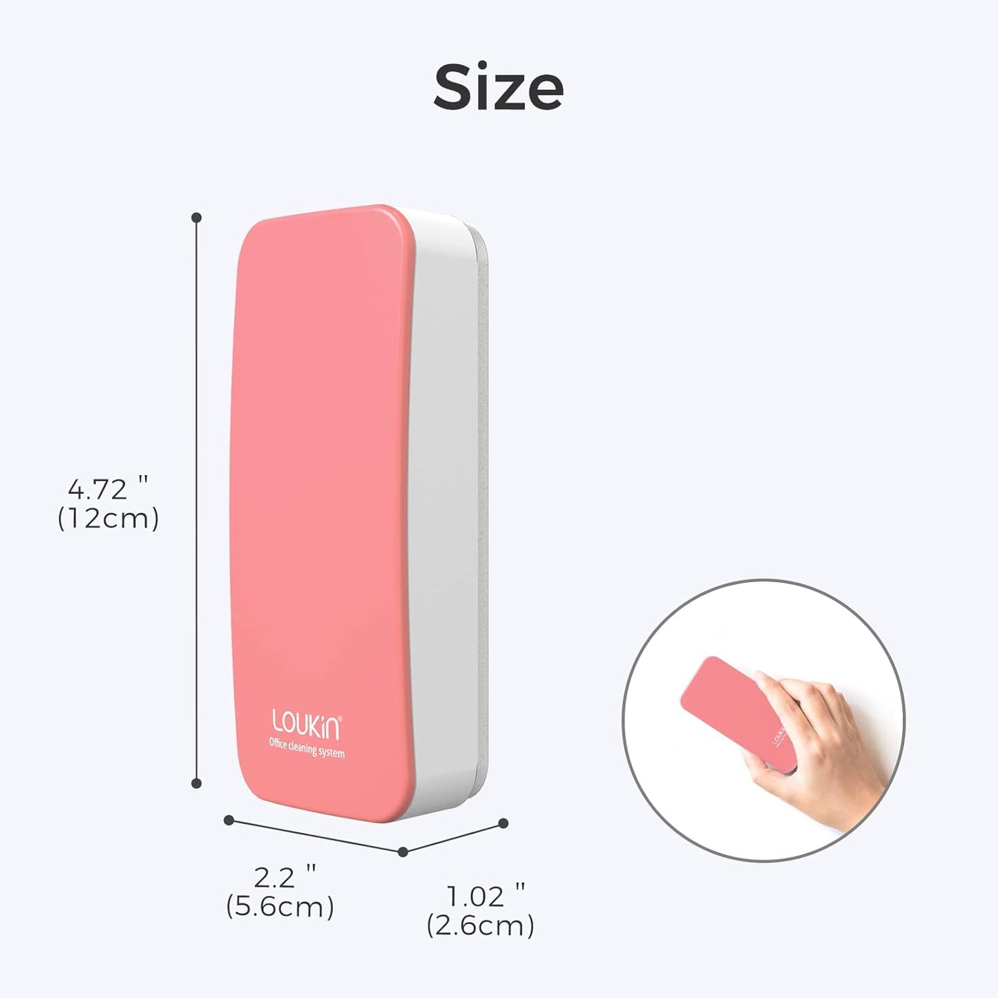 loukin Magnetic Dry Erase Eraser, Whiteboard Eraser, Glass Board Remover, 3.4 fl oz Whiteboard Cleaner Included, for Classroom, Home and Office Use (Pink)
