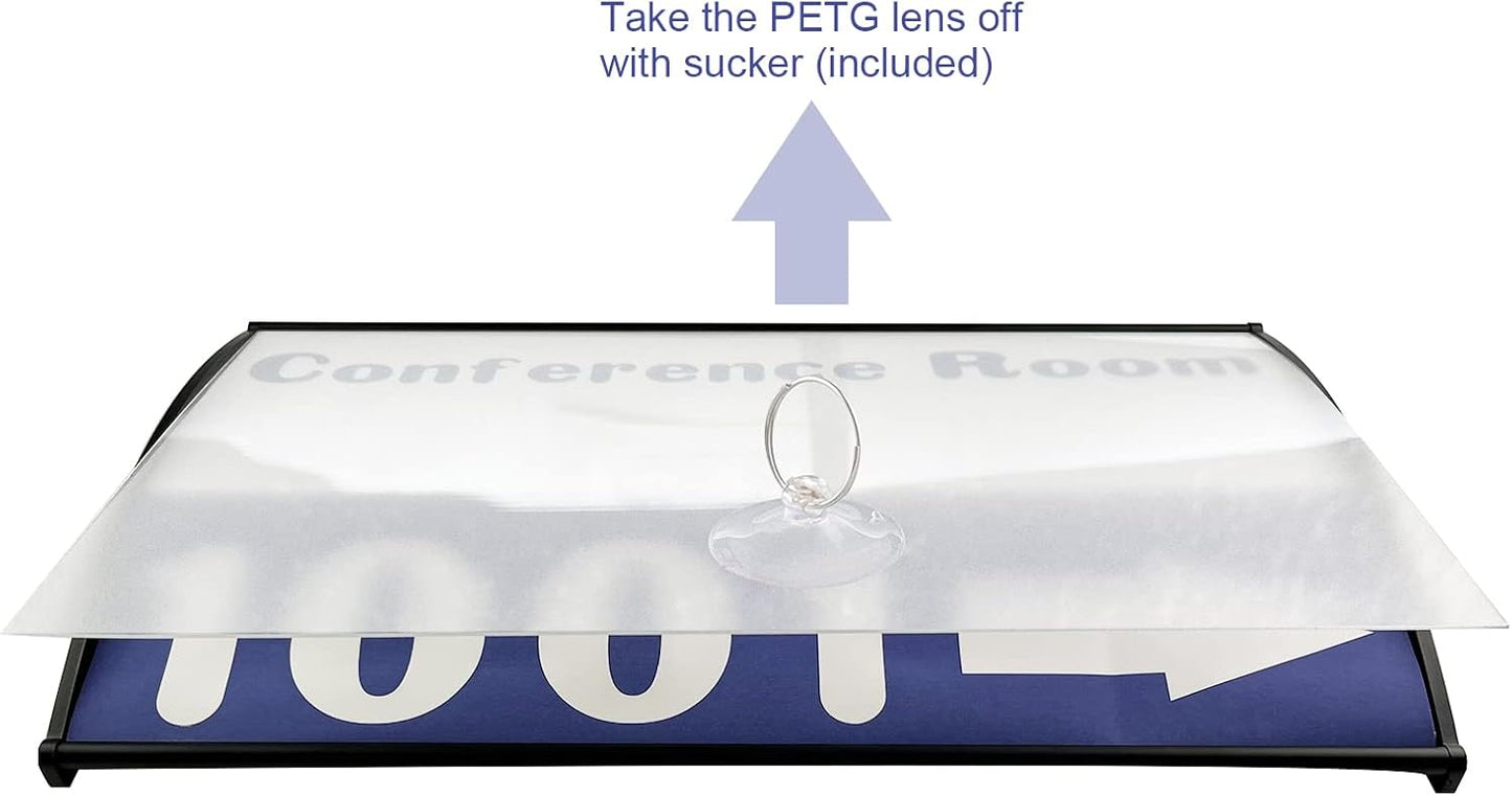 Office Sign Holder for Door - Curved Mount Name Plate Holder Frame Display 10 x 6 Inches Sturdy Aluminum with Adhesive Tape , Plastic Film Included