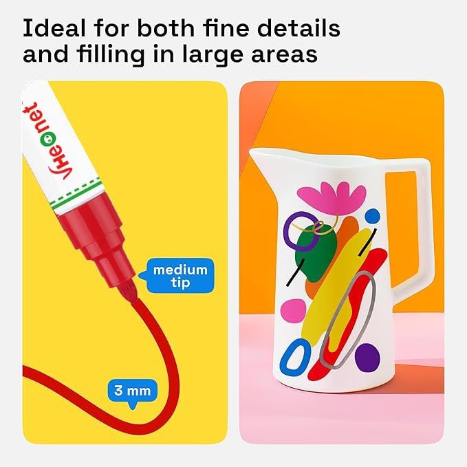 Blue Paint Pens marking pens Permanent Markers - 6 Pack Oil Based Waterproof Markers for Tire, Rubber,Wood, Rocks, Metal, Canvas,Plastic, Dark Surface,Craft office Supplies,Medium Point