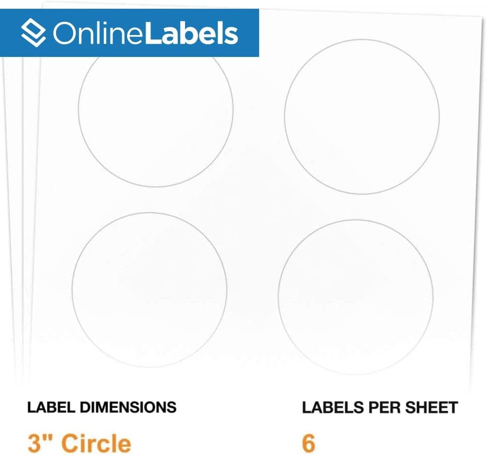 3 Inch Round Labels - Pack of 12,000 Circle Stickers, 2,000 Sheets - Inkjet/Laser Printer - Online Labels