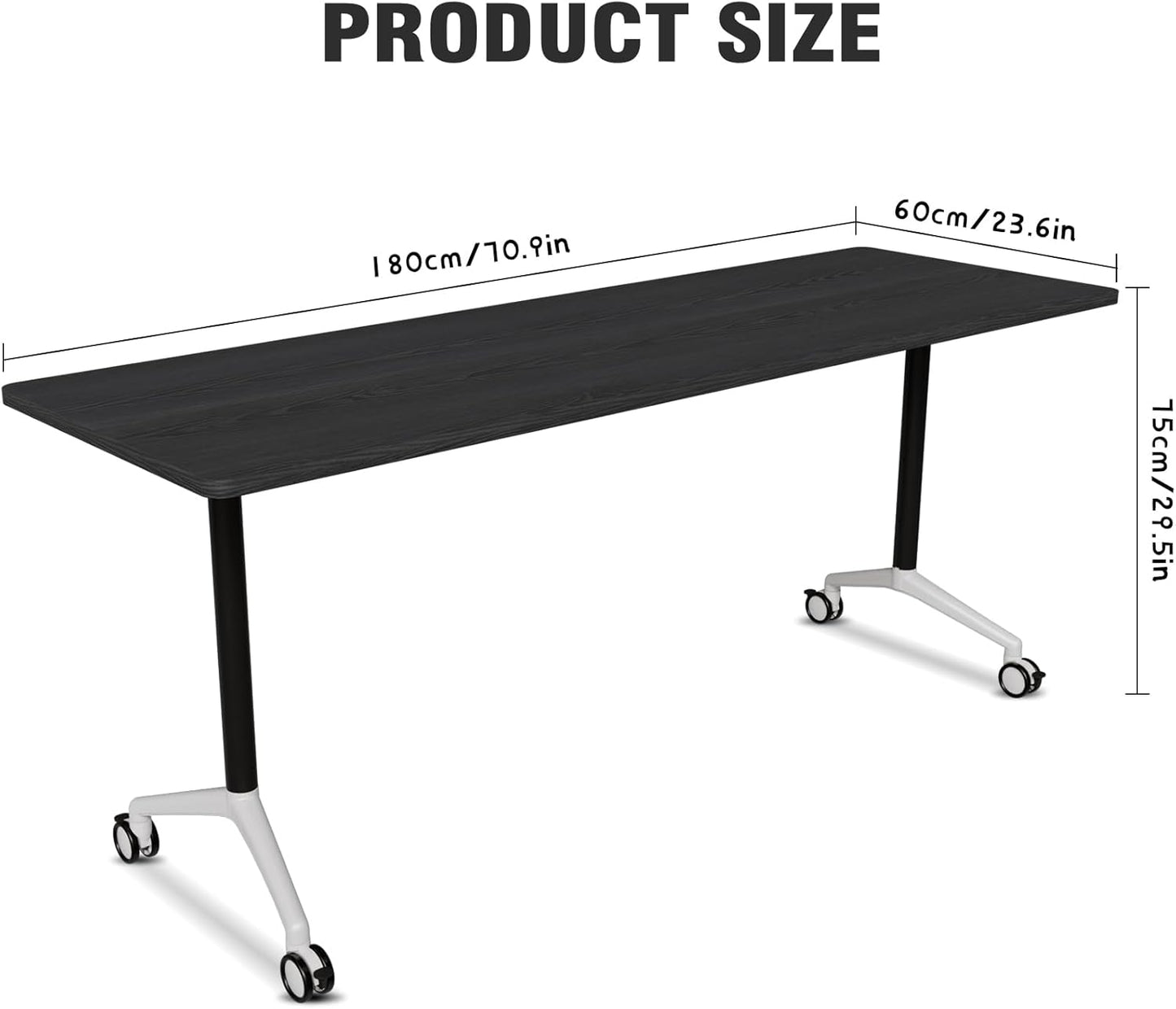 Conference Room Table with Flip-Top Design for Dynamic Meetings, Business Table Computer Desk with Heavy-Duty Frame,Foldable Seminar Meeting Tables for Home Office (6, F, 70.8IN)