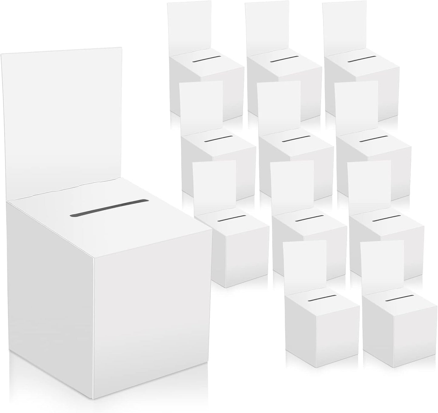 12 Pack Raffle Box Donation for Fundraising, Ballot Cardboard Boxes with Slot for Ticket and Removable Header Charity for Collecting Business Card Voting Contes, 6 x 6 x 6 Inch