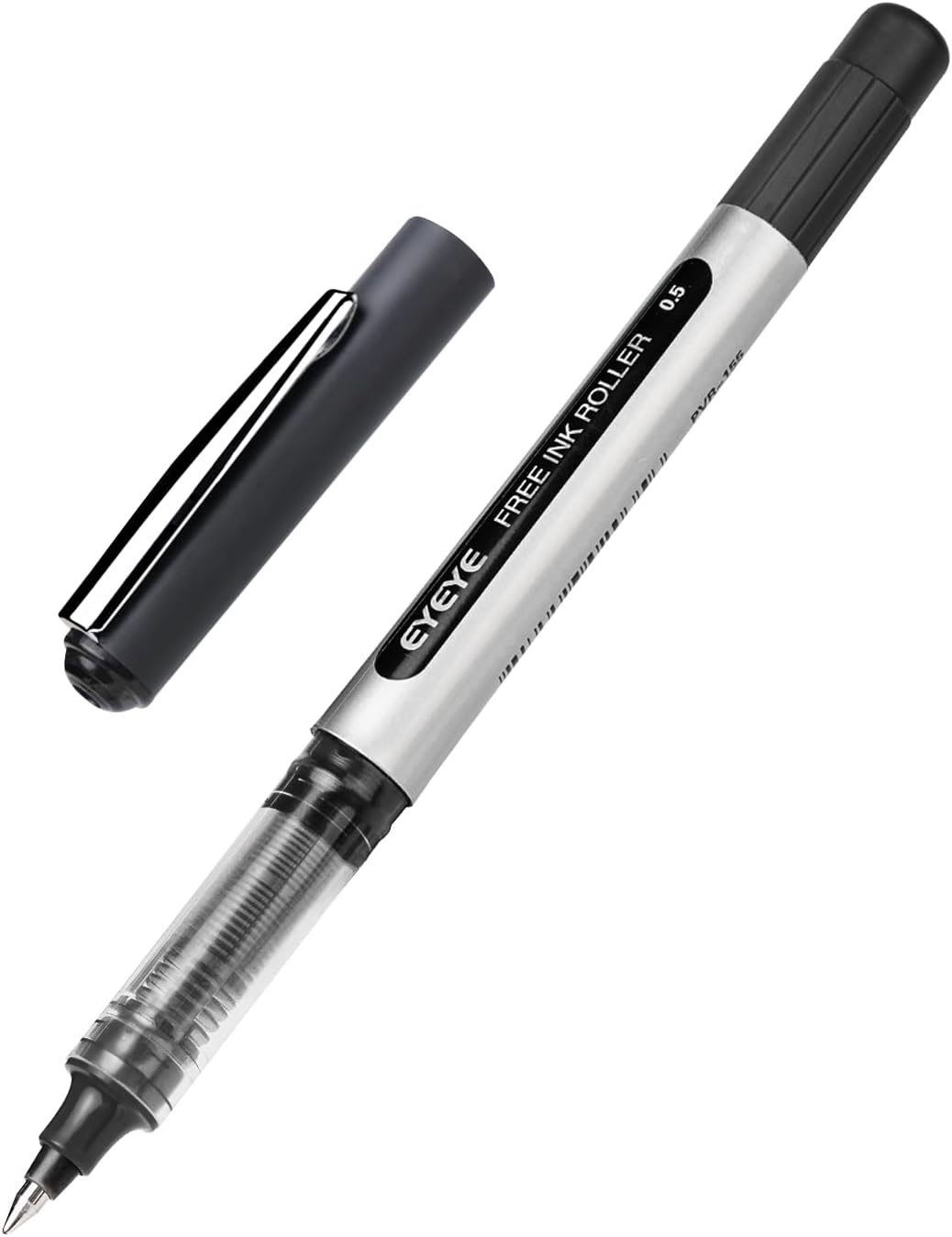 EYEYE Rollerball Pens Black 0.5mm, 8 Pack Extra Fine Point Quick Dry, Liquid Ink Pens Fine Point Smooth Writing Pen for Journaling, Note Taking, Office, School Supplies